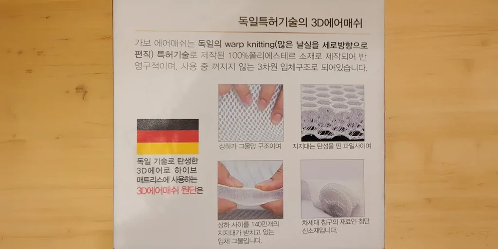 전자파 없는 온열침대. 독일 특허 3D 에어매쉬의 입체 그물망 쿠션 구조"